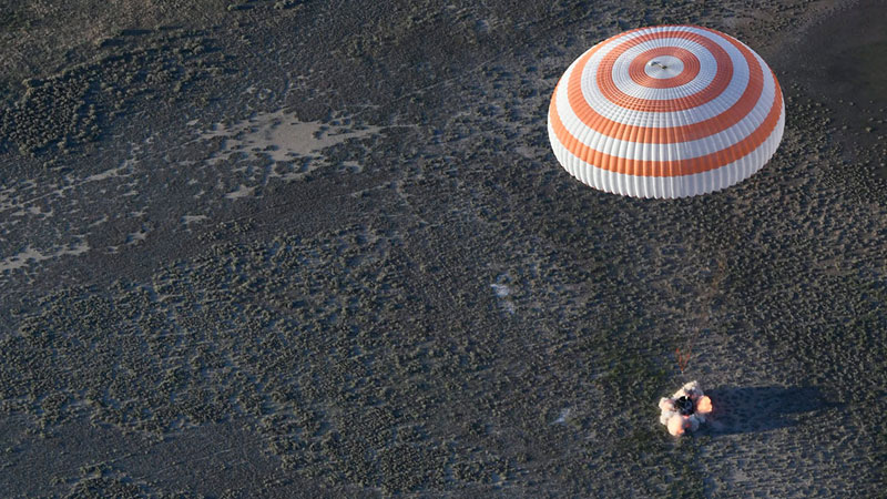 Soyuz MS-03 spacecraft with Russian and French astronauts onboard lands on Earth Soyuz MS-03 spacecraft with Russian and French astronauts onboard lands on Earth