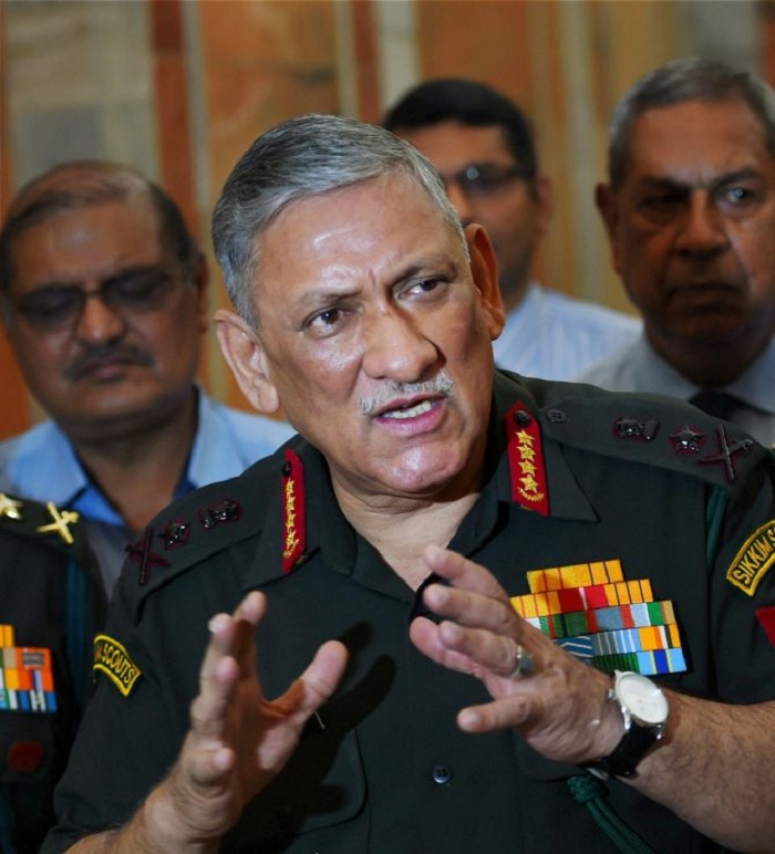 Army Chief Gen. Bipin Rawat said the use of the human shield in Kashmir was circumstances-based Army Chief Gen. Bipin Rawat said the use of the human shield in Kashmir was circumstances-based