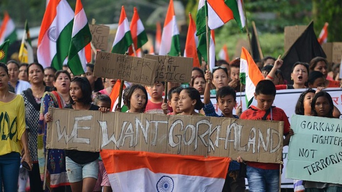 Gorkha Janamukti Morcha burnt the documents of the Gorkhaland Territorial Administration agreement Gorkha Janamukti Morcha burnt the documents of the Gorkhaland Territorial Administration agreement