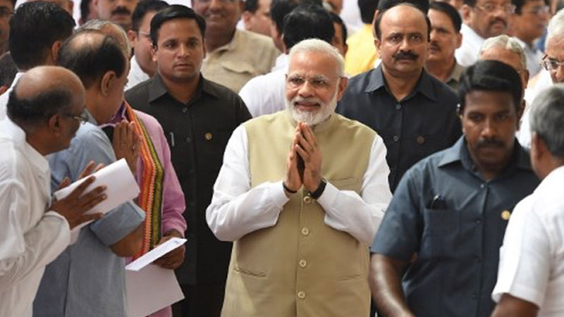 Parliament Monsoon Session: PM Modi walks upto Oppn, greets Sonia Gandhi Parliament Monsoon Session: PM Modi walks upto Oppn, greets Sonia Gandhi