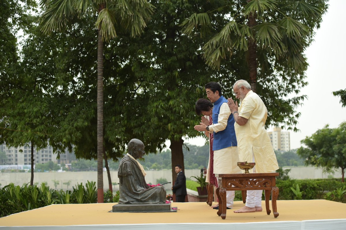 Japanese PM Shinzo Abe arrives on two-day India visit for lay foundation stone of bullet train project Japanese PM Shinzo Abe arrives on two-day India visit for lay foundation stone of bullet train project