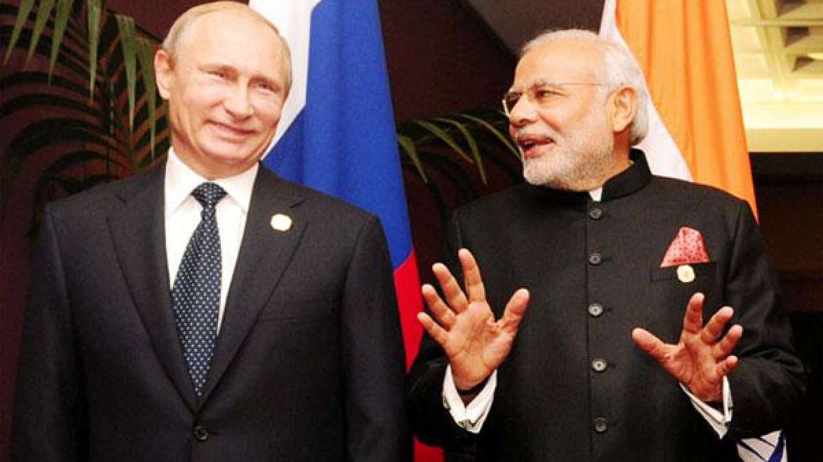 Russian President Vladimir Putin with Indian Prime Minister Narendra Modi Russian President Vladimir Putin with Indian Prime Minister Narendra Modi