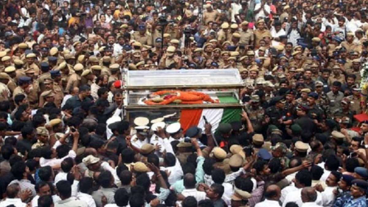 J Jayalalithaa buried at the Marina beach J Jayalalithaa buried at the Marina beach