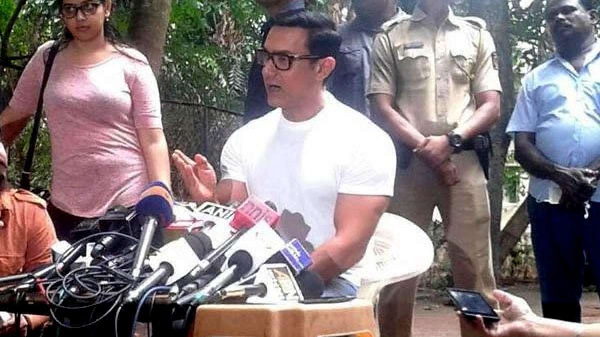 Bollywood actor Aamir Khan addressing a press conference Bollywood actor Aamir Khan addressing a press conference