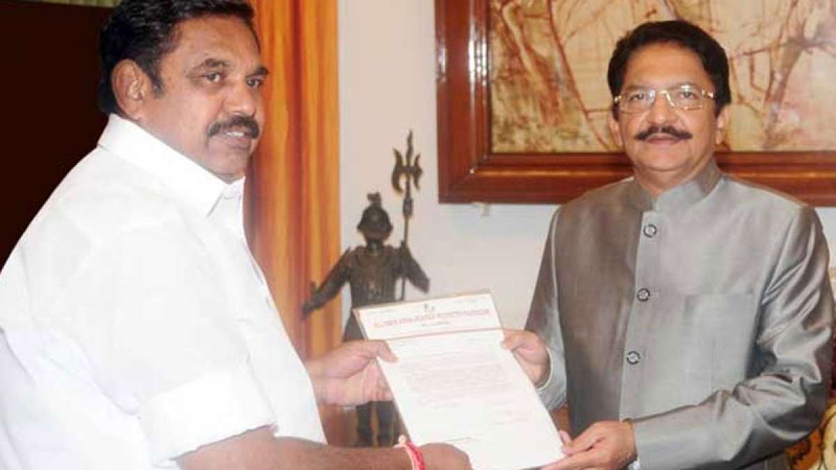 Governor Vidyasagar Rao likely to invite Sasikala loyalist E Palanisamy to claim stake to form government Governor Vidyasagar Rao likely to invite Sasikala loyalist E Palanisamy to claim stake to form government