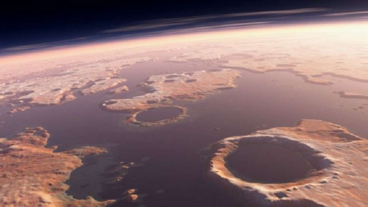 Scientists have discovered a crater linked to tsunamis that swept part of ancient Mars. They have found an asteroid at 150-m-high waves when it dived into the ocean, which might have existed on northern Mars three billion years ago. Scientists have discovered a crater linked to tsunamis that swept part of ancient Mars. They have found an asteroid at 150-m-high waves when it dived into the ocean, which might have existed on northern Mars three billion years ago.