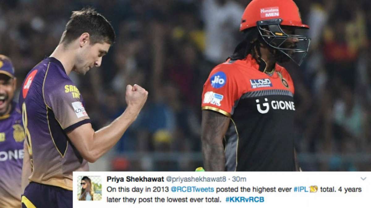 Twitter takes on RCB over lowest ever IPL total Twitter takes on RCB over lowest ever IPL total