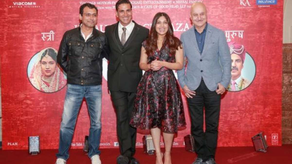 Anupam Kher with the star cast of Toilet Ek Prem Katha Anupam Kher with the star cast of Toilet Ek Prem Katha