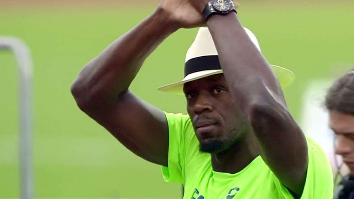 Iconic Usain Bolt during farewell ceremony Iconic Usain Bolt during farewell ceremony