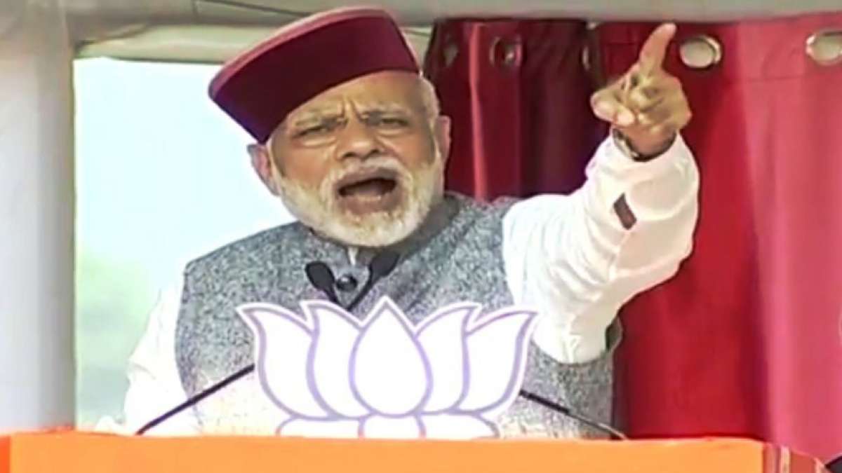 PM Modi addressing an election rally in Kangra, Himachal Pradesh (Source: Twitter/@BJP4India) PM Modi addressing an election rally in Kangra, Himachal Pradesh (Source: Twitter/@BJP4India)