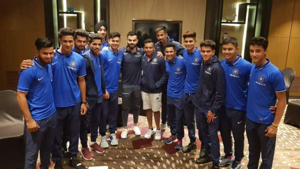 India captain Virat Kohli meets national U-19 cricket team boys India captain Virat Kohli meets national U-19 cricket team boys