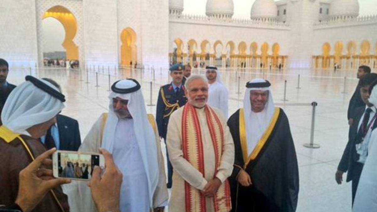 PM Narendra Modi witnesses temple foundation stone laying in UAE PM Narendra Modi witnesses temple foundation stone laying in UAE