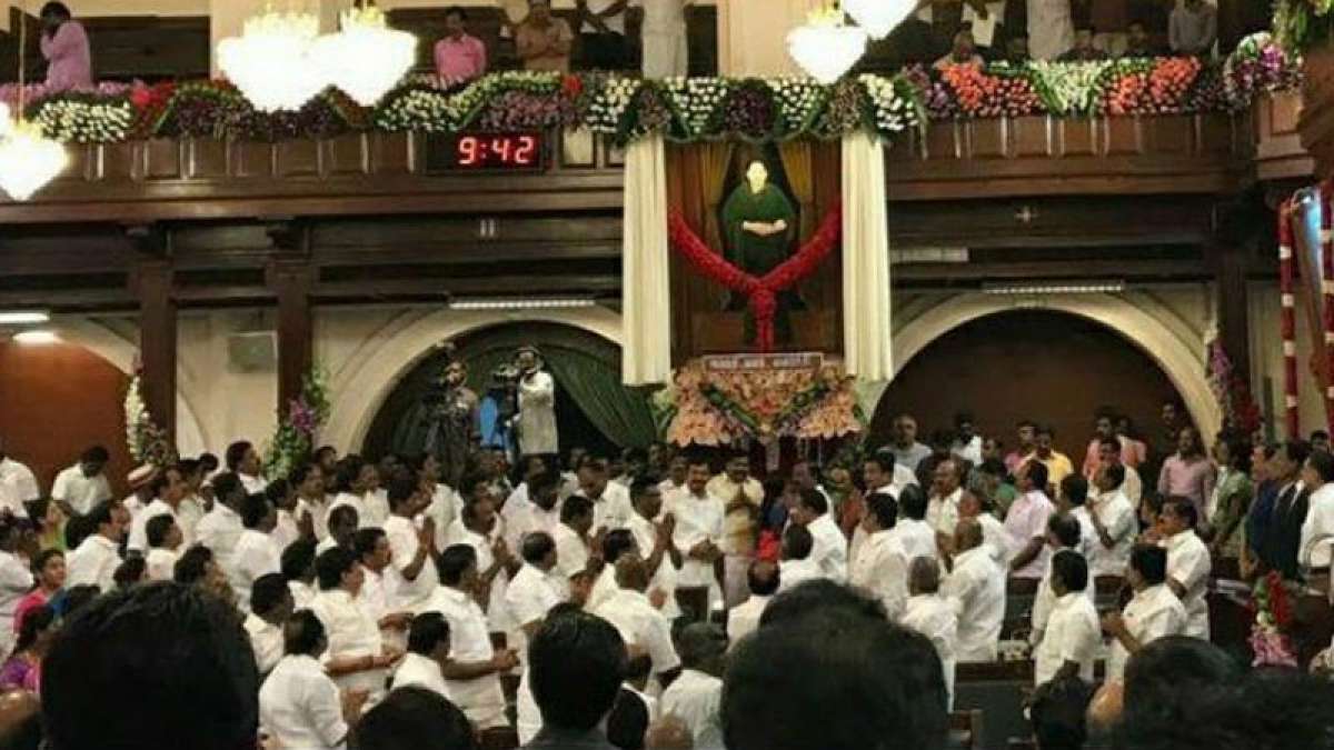 Jayalalithaa's portrait unveiled in TN assembly Jayalalithaa's portrait unveiled in TN assembly