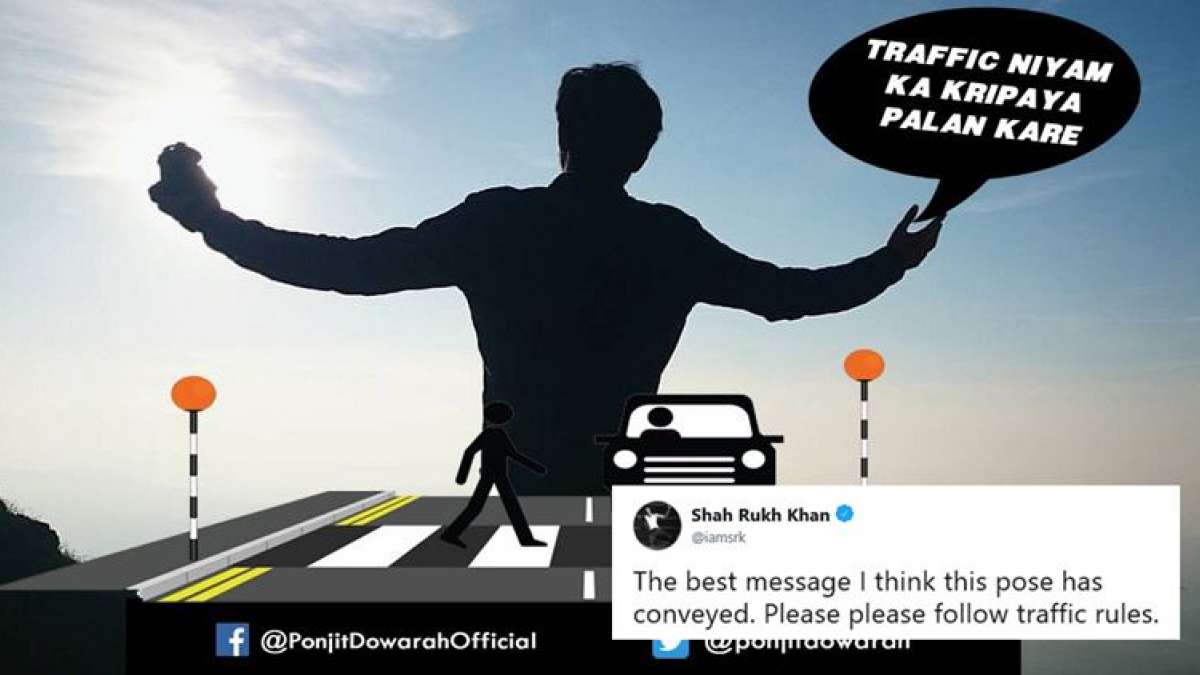 Sharing the poster on his Twitter, Khan wrote, “The best message I think this pose has conveyed. Please please follow traffic rules.” Sharing the poster on his Twitter, Khan wrote, “The best message I think this pose has conveyed. Please please follow traffic rules.”