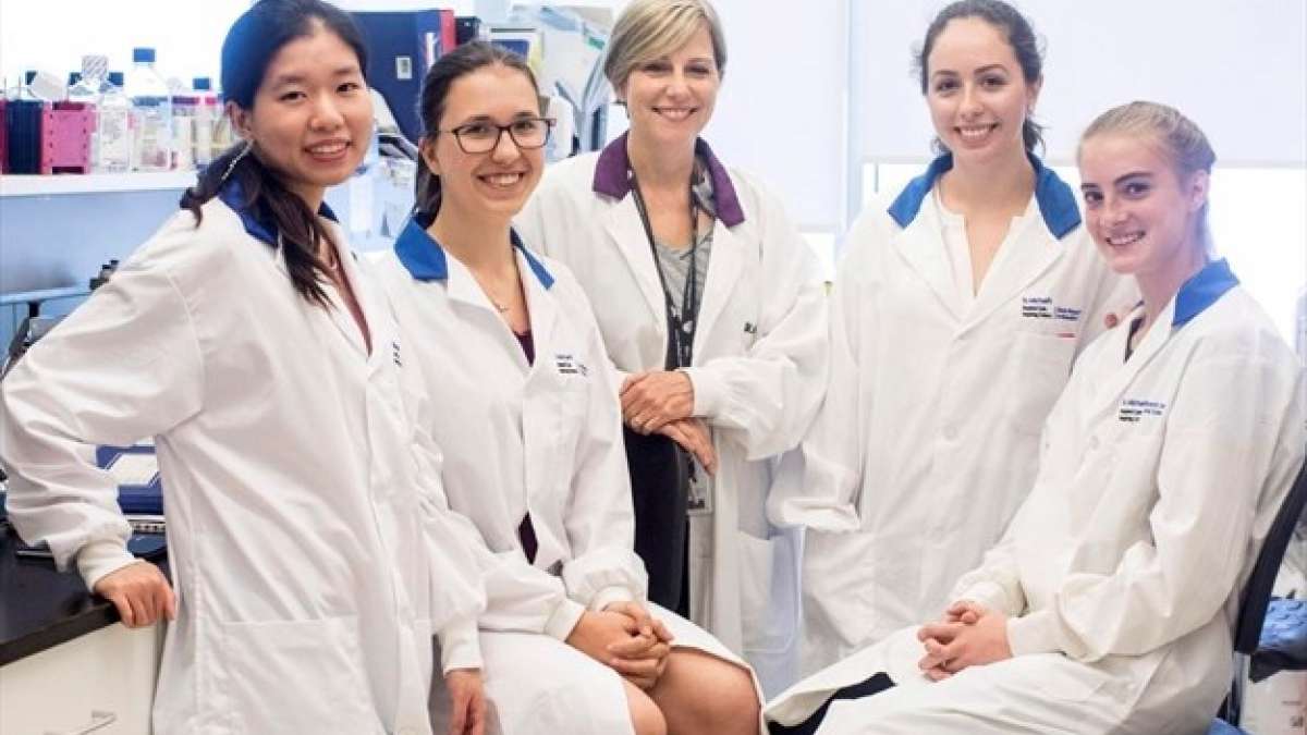 Jane Batt, centre, scientist at St. Michael's Keenan Research Centre for Biomedical Science, is joined by students who took part in the space flight experiments program: Kay Wu, left, Alice Vlasov, Amy Freeman and Annabel Gravely at St. Michael's Hospital in Toronto. - Chris Young , The Canadian Press Jane Batt, centre, scientist at St. Michael's Keenan Research Centre for Biomedical Science, is joined by students who took part in the space flight experiments program: Kay Wu, left, Alice Vlasov, Amy Freeman and Annabel Gravely at St. Michael's Hospital in Toronto. - Chris Young , The Canadian Press