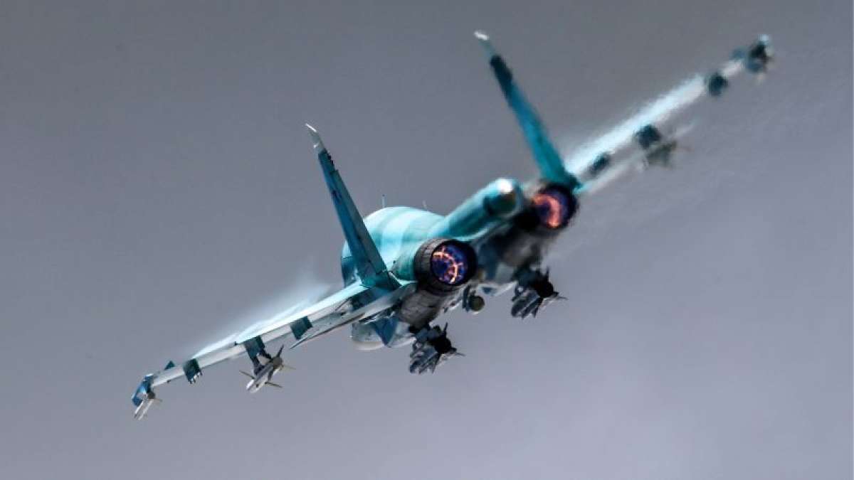 Library image of a Sukhoi Su-34 in flight (Picture: Sergei Fadeichev/TASS via PA Images). Library image of a Sukhoi Su-34 in flight (Picture: Sergei Fadeichev/TASS via PA Images).