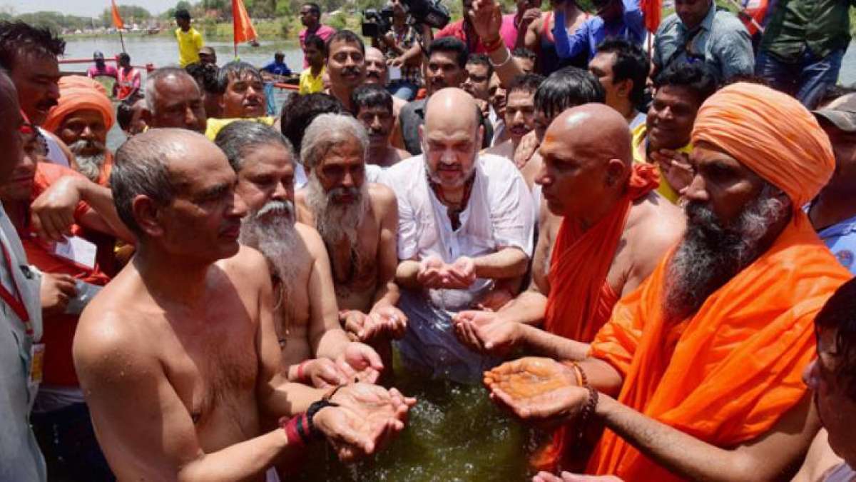 Amit Shah to take holy dip in Kumbh Mela today Amit Shah to take holy dip in Kumbh Mela today