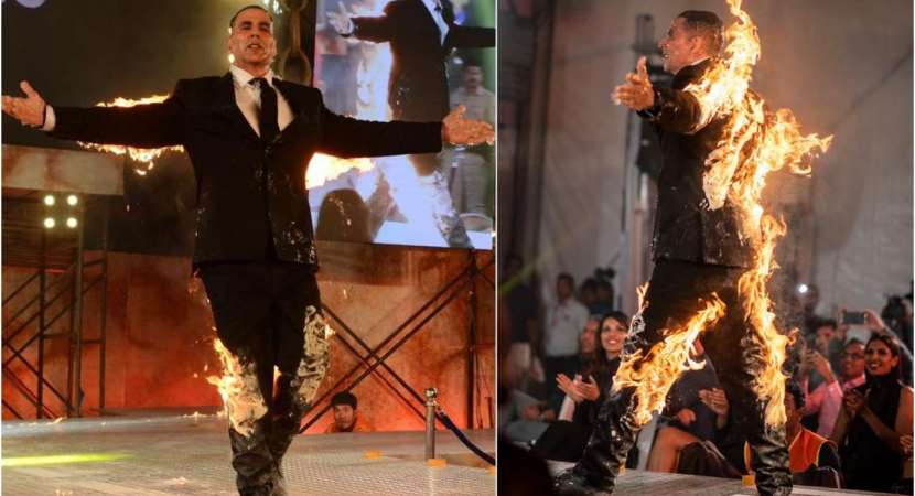 Akshay Kumar stunt on stage Akshay Kumar stunt on stage