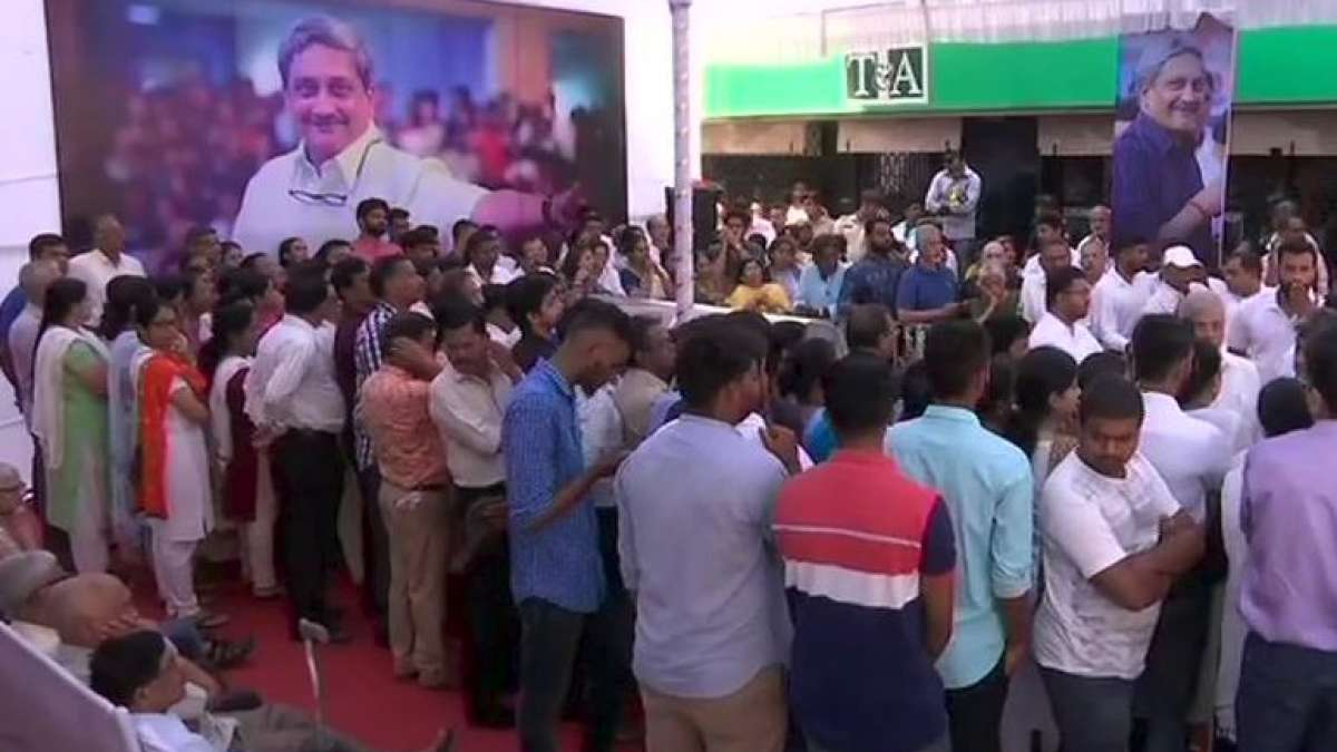 A visual from BJP office in Panaji where the mortal remains of Goa chief minister Manohar Parrikar being brought. A visual from BJP office in Panaji where the mortal remains of Goa chief minister Manohar Parrikar being brought.