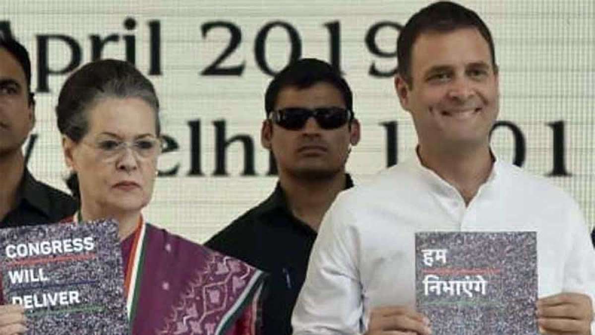 Rahul Gandhi and Sonia Gandhi with Congress poll manifesto Rahul Gandhi and Sonia Gandhi with Congress poll manifesto