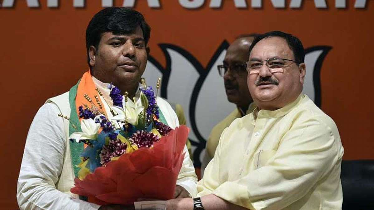 Lok Sabha Election 2019: Praveen Nishad with Union Minister JP Nadda Lok Sabha Election 2019: Praveen Nishad with Union Minister JP Nadda