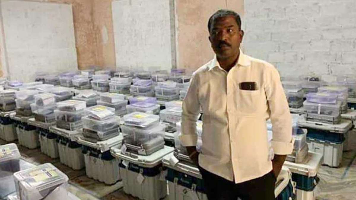 TRS polling agent arrested for clicking photo inside EVM strongroom TRS polling agent arrested for clicking photo inside EVM strongroom