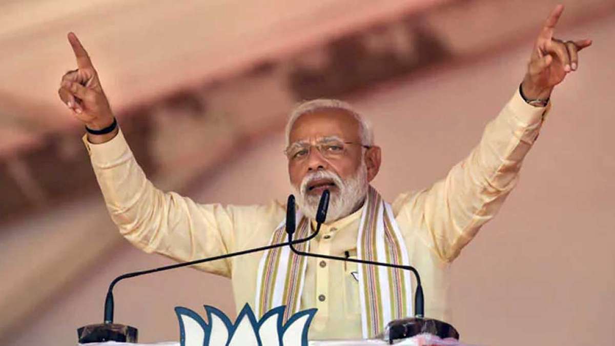 PM Narendra Modi at a Lok Sabha Election 2019 rally PM Narendra Modi at a Lok Sabha Election 2019 rally