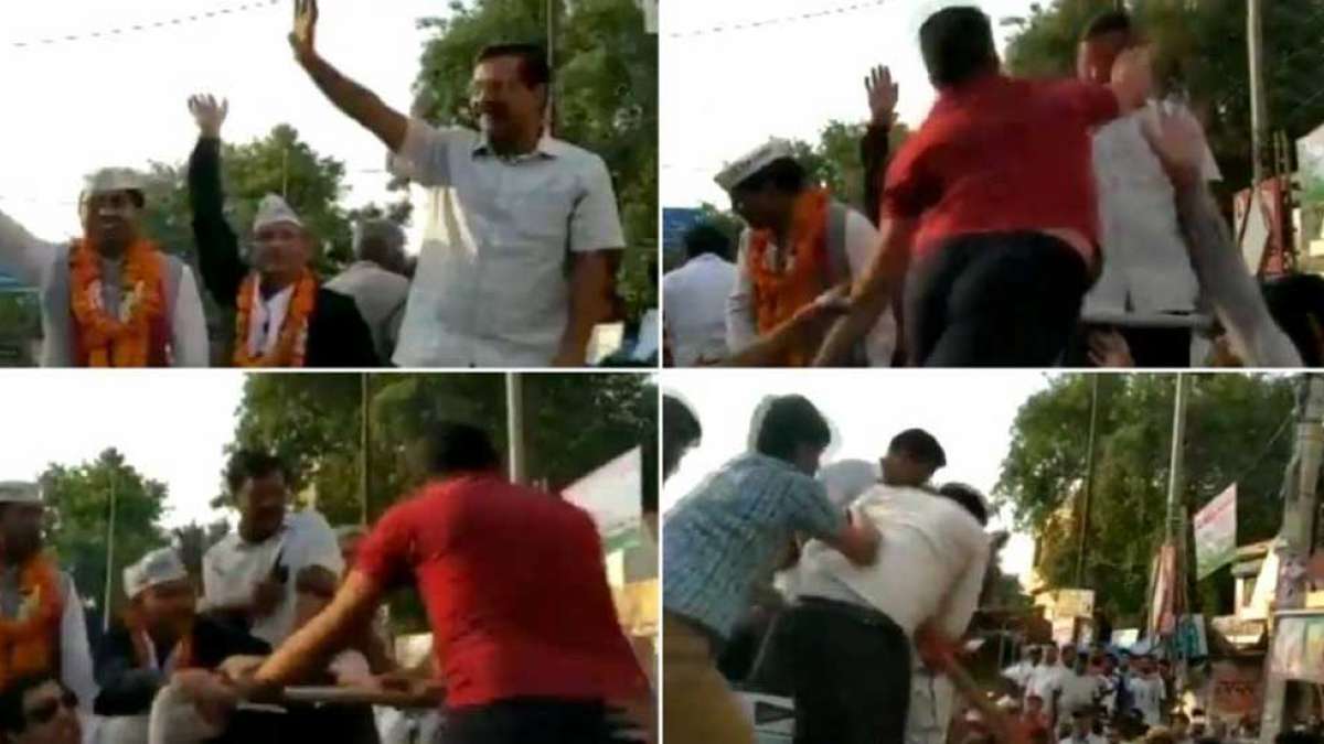Delhi Chief Minister Arvind Kejriwal slapped in Moti Nagar Delhi Chief Minister Arvind Kejriwal slapped in Moti Nagar