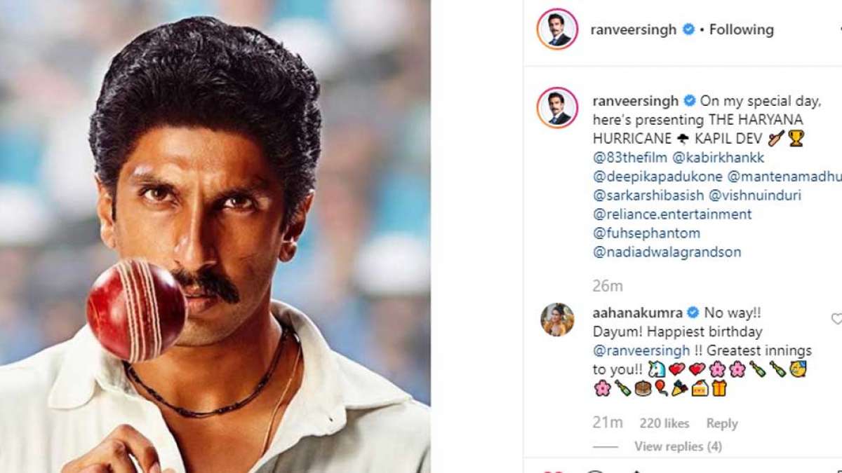 Ranveer Singh as Kapil Dev in 83 the film Ranveer Singh as Kapil Dev in 83 the film