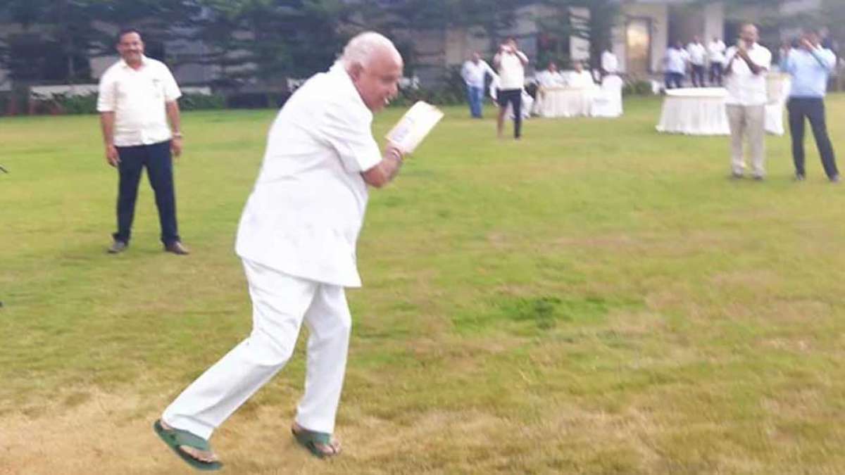 BJP's Yeddyurappa plays cricket with legislators at Bengaluru hotel BJP's Yeddyurappa plays cricket with legislators at Bengaluru hotel