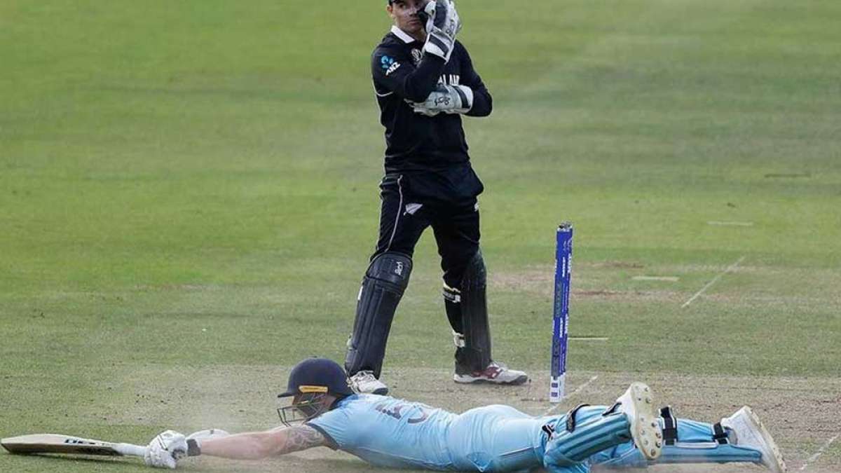 Ben stokes lying on the ground after an overthrow at New Zealand vs England World Cup Final Ben stokes lying on the ground after an overthrow at New Zealand vs England World Cup Final