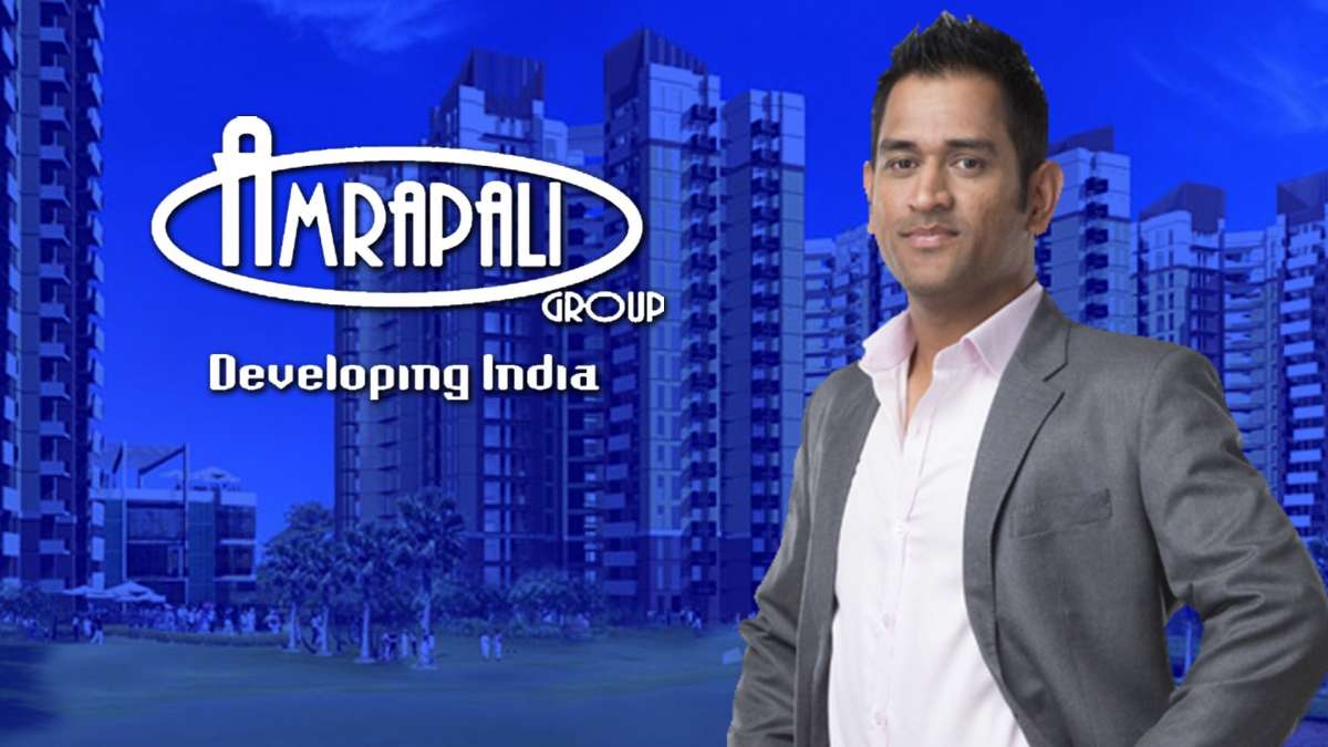 Mahendra Singh Dhoni on a poster of Amrapali Group Mahendra Singh Dhoni on a poster of Amrapali Group