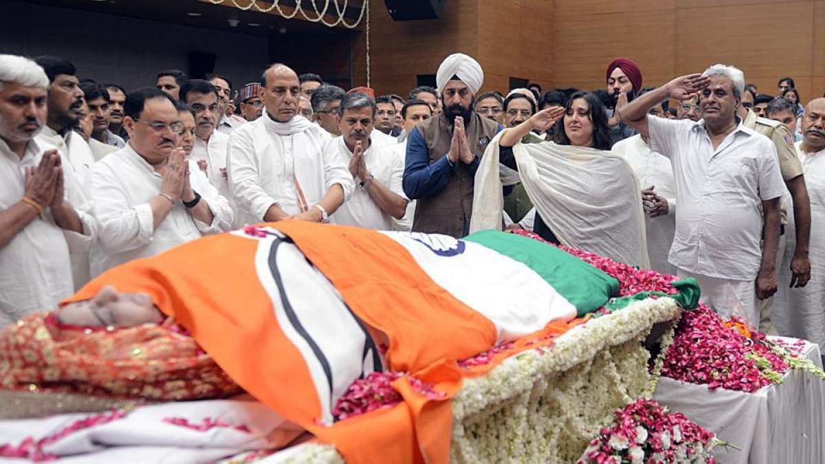 Sushma Swaraj cremated with full state honours Sushma Swaraj cremated with full state honours