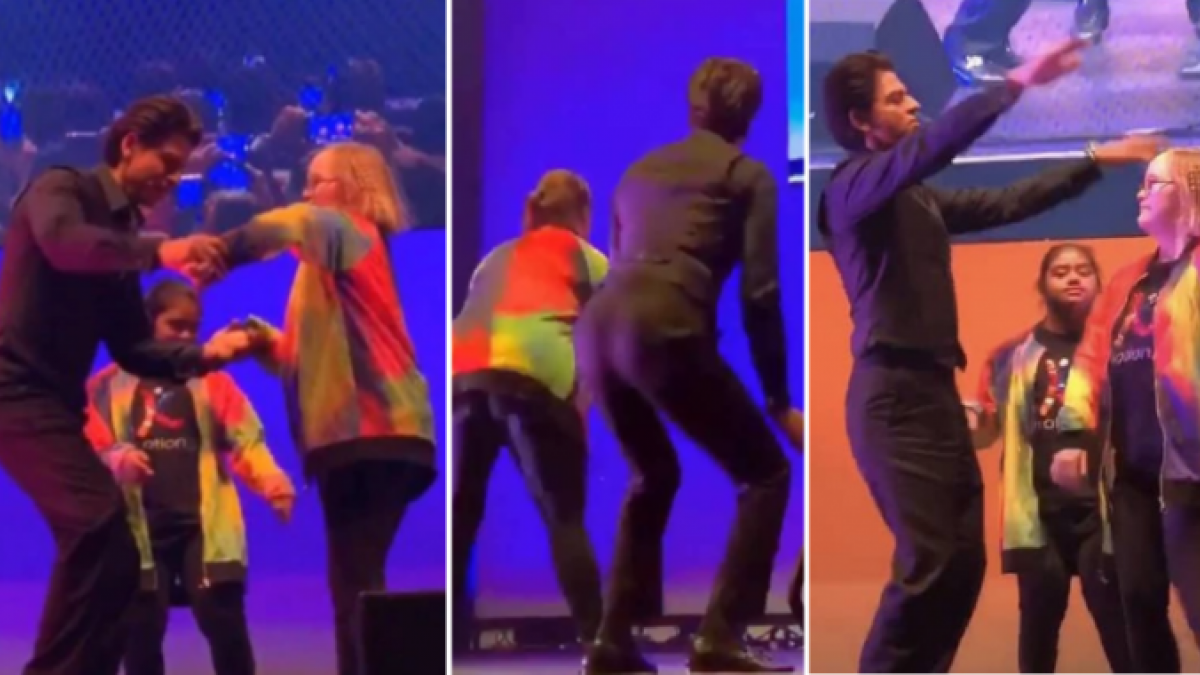 Shah Rukh Khan twerks with special kids on stage in Melbourne Shah Rukh Khan twerks with special kids on stage in Melbourne