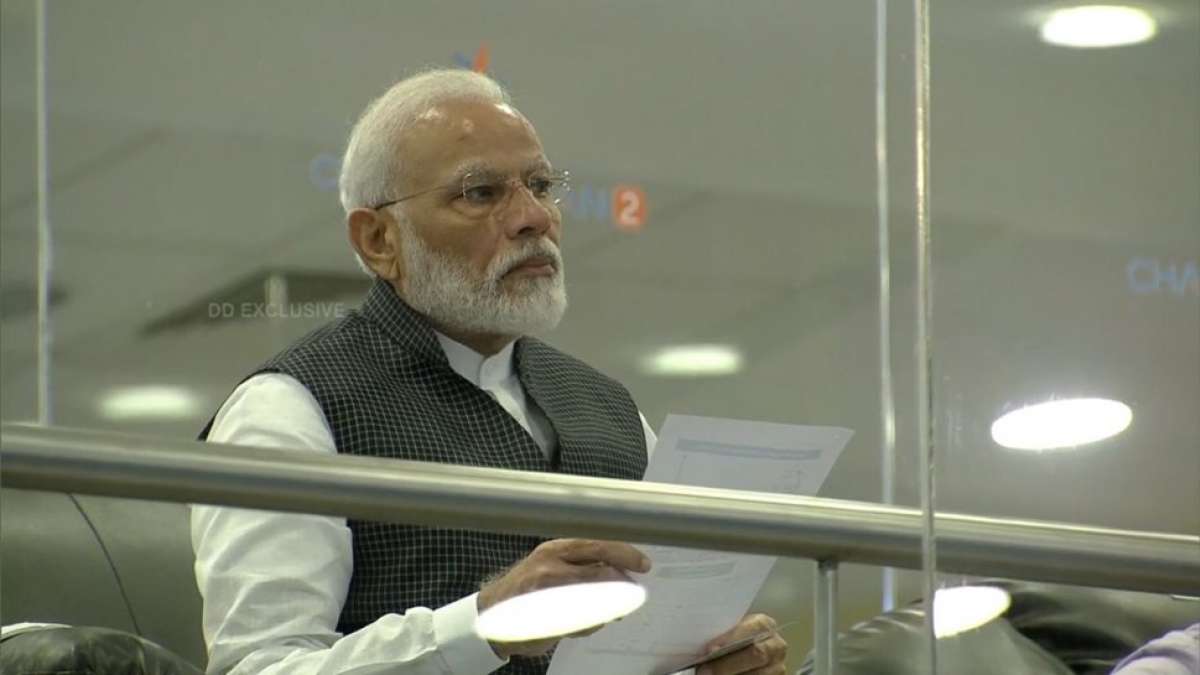 PM Modi addresses scientists at ISRO centre in Bengaluru (Pic: DD News) PM Modi addresses scientists at ISRO centre in Bengaluru (Pic: DD News)